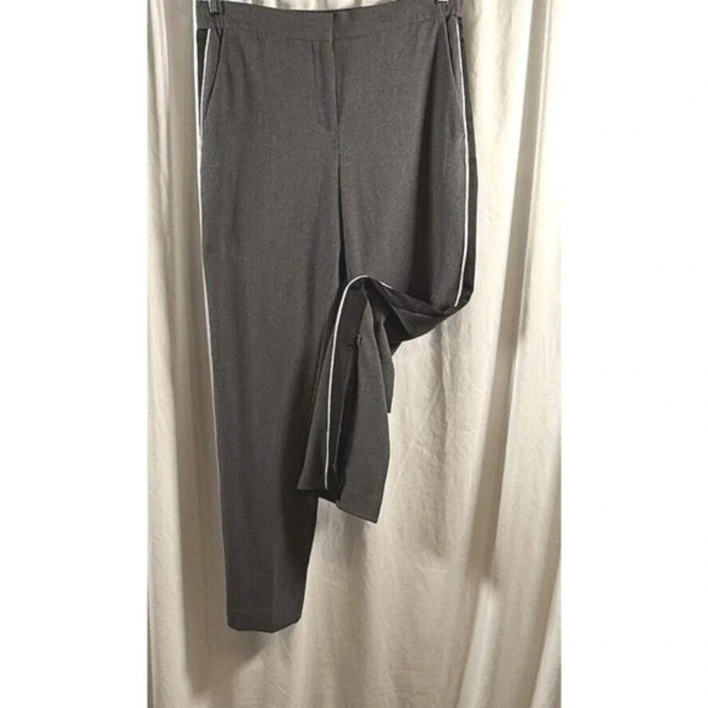 Ann Taylor Grey Tuxedo Stripe Trousers Black Side Stripe Pants M Blokecore 76-15